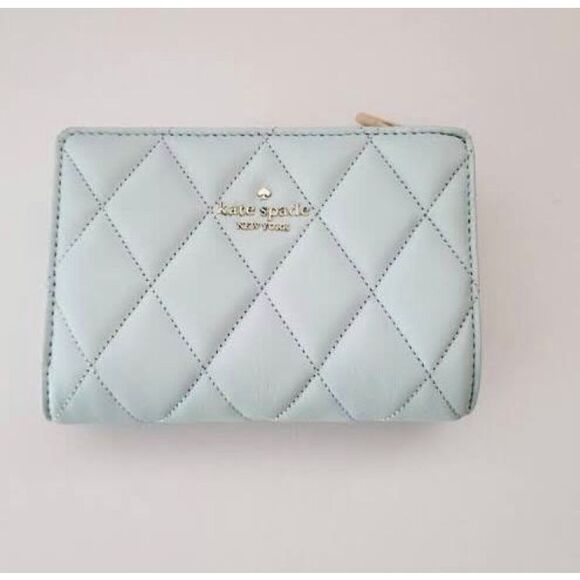 Kate Spade Carey Smooth Quilted blue Leather WALLET m11